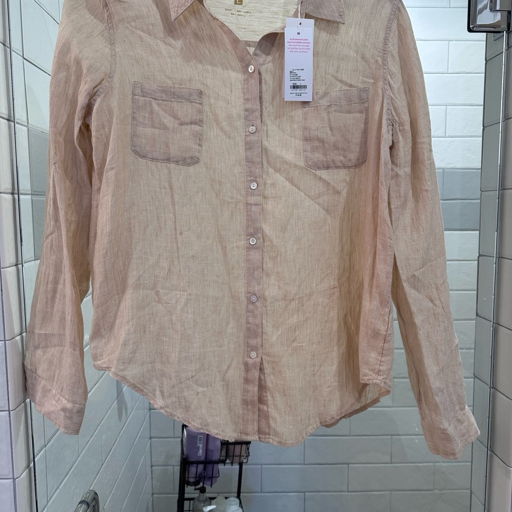Lilly Pulitzer Beige Button-Up Blouse